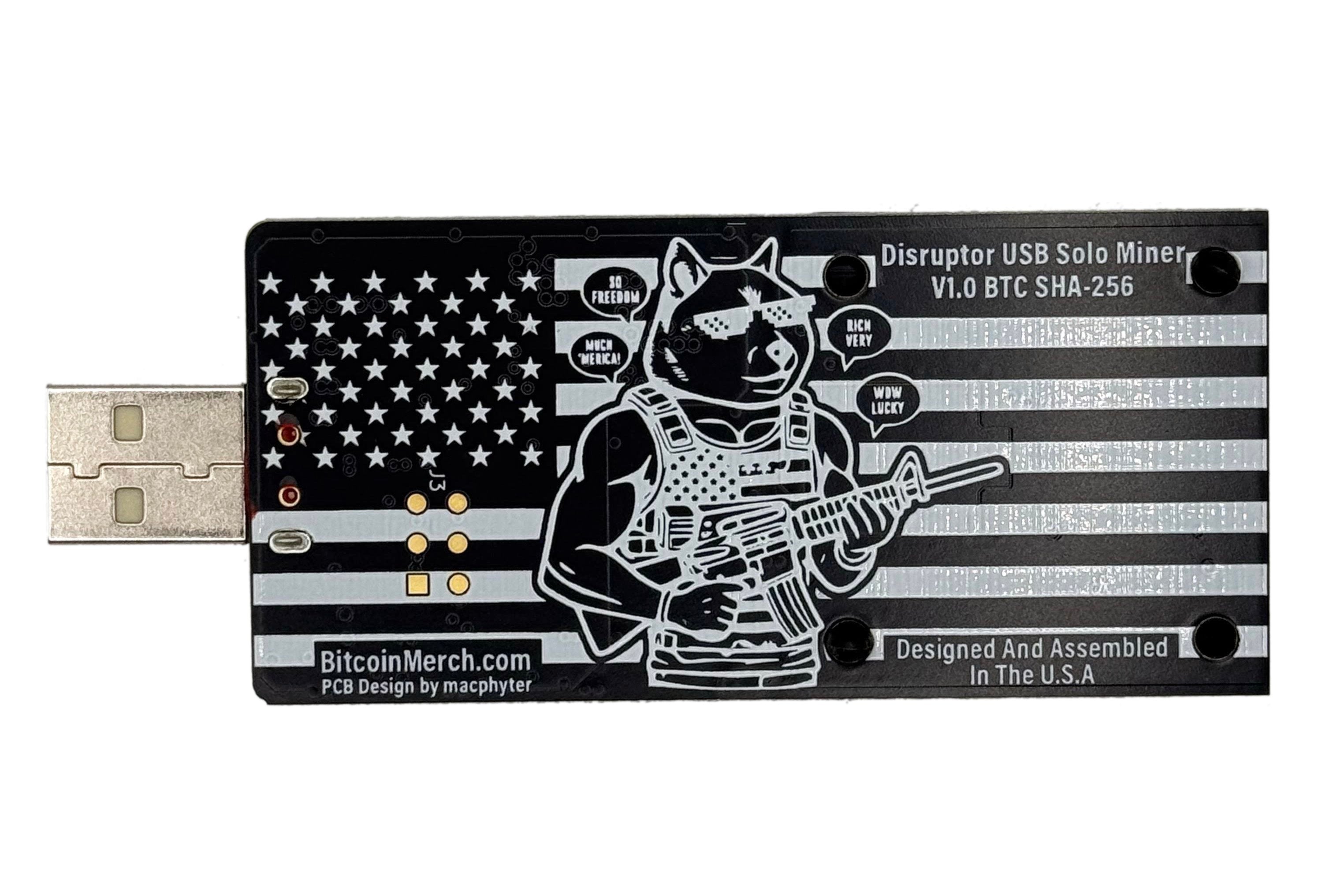"Pack of 50x" Bitcoin Merch Industrial® - Disruptor USB Solo Bitcoin Miner